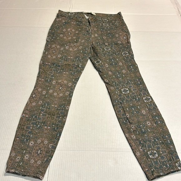 Anthropologie stretch western Aztec cropped pants front & back pockets zipper - Picture 1 of 9